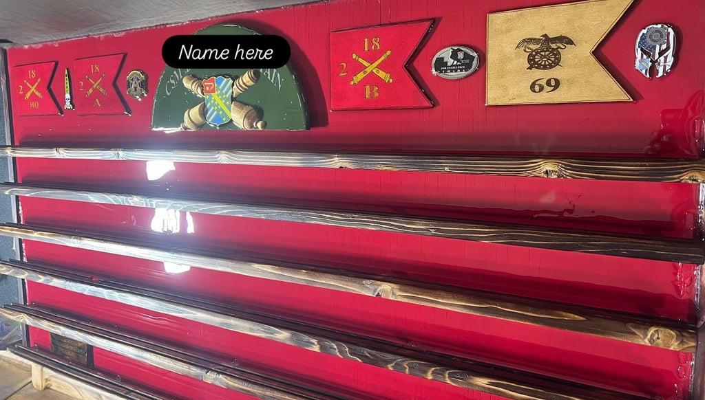 Large Military Coin Rack (Cross Cannon) with Display Shelves.